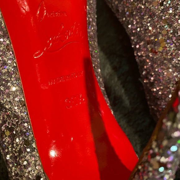 Christian Louboutin / PIGALLE FOLLIES 100 GLITTER ROSETTE / SIZE 36.5 100mm - Picture 4 of 9